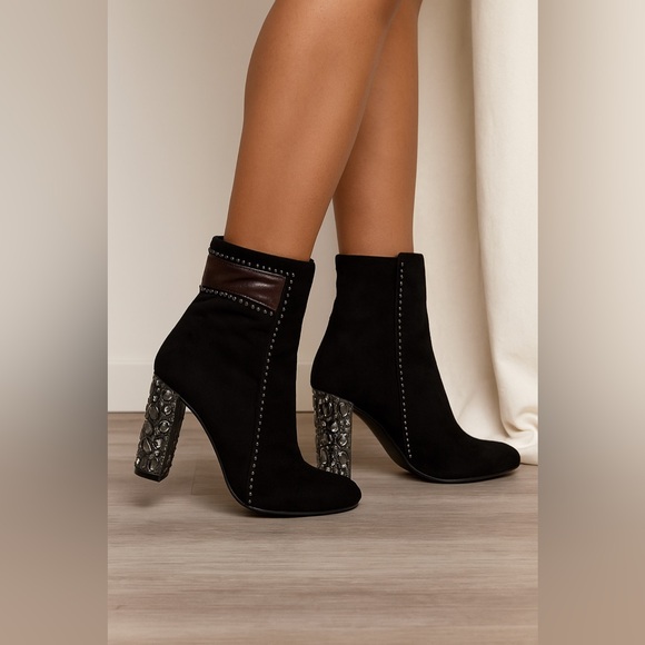 Nancy Li Shoes - Nancy Li Suede Crystal Heel Booties – Size 10